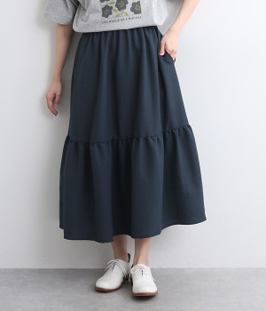 クレープ 切替スカート(ネイビー-ONESIZE)