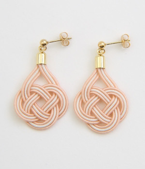 あわじ結び　ピアス(灰桜×胡粉-ONESIZE)