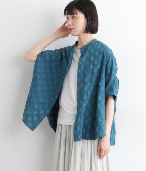 塩縮ドット　ドルマンシャツ(ブルー-ONESIZE)
