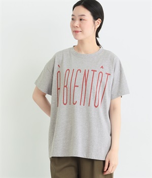 コットンジャージー　BIGロゴプリントTEE(グレー-ONESIZE)