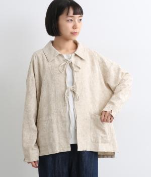 花柄ジャカード　フロントリボンジャケット(ナチュラル-F)