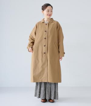 微起毛コットンツイルロングコート(ベージュ-F)