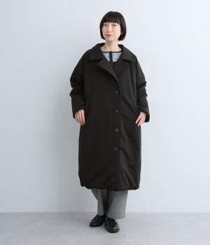 ピーチ起毛中綿3wayロングコート(ブラック-F)