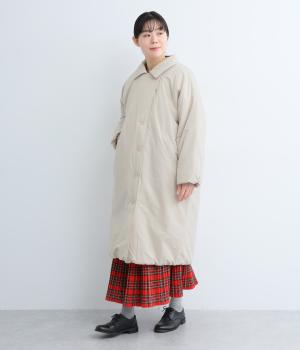 ピーチ起毛中綿3wayロングコート(ベージュ-F)