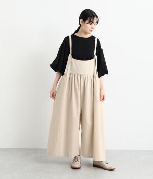 コットンリネンスラブサロペット(ナチュラル-F)