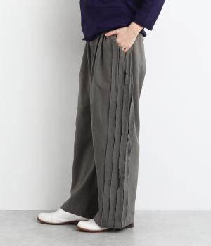 コットンリネンスラブサイドテープパンツ(グレー-F)