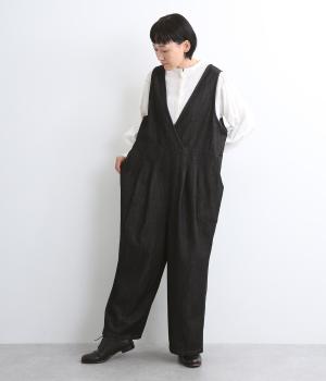 コットンデニムサロペット(ブラック-F)