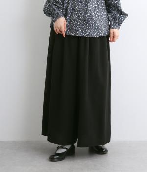 ラミーリネンコットンフレアパンツ(ブラック-F)