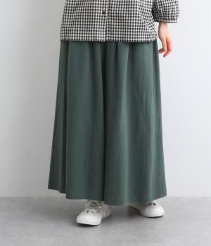 ラミーリネンコットンフレアパンツ(グリーン-F)