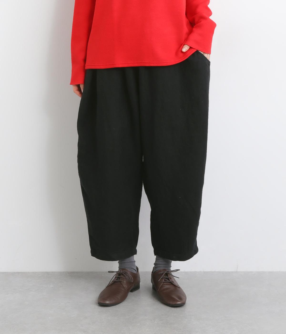起毛リネン　istaパンツ(ブラック-F)