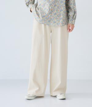 微起毛コットンツイルワイドパンツ(ナチュラル-F)
