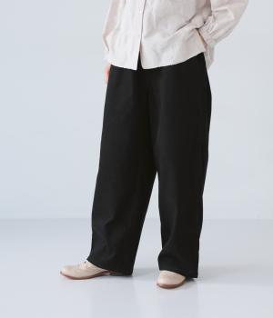 微起毛コットンツイルワイドパンツ(ブラック-F)