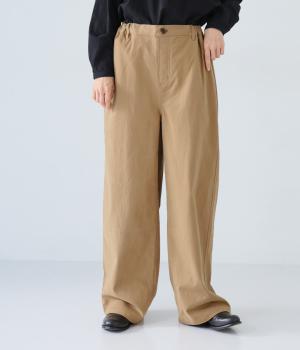 微起毛コットンツイルワイドパンツ(ベージュ-F)