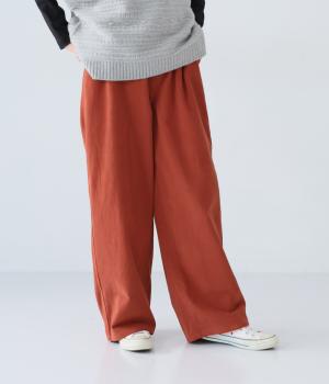 微起毛コットンツイルワイドパンツ(オレンジ-F)