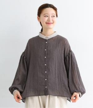 テトロンコットンガーゼちび襟ブラウス