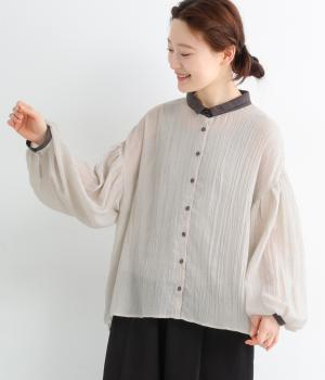 テトロンコットンガーゼちび襟ブラウス(ナチュラル-ONESIZE)