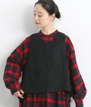 起毛リネン　2wayサイドリボンベスト(ブラック-F)