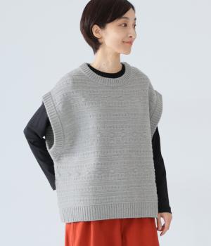 シェットランドウール総柄フレンチベスト