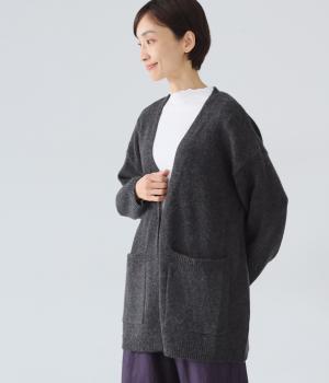 シェットランドウール1つ釦カーディガン(ブラック-F)