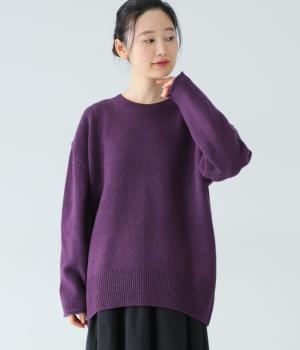 シェットランドウール　クルーネックBIGプルオーバー(パープル-F)