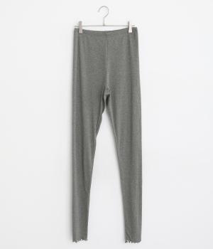 国産オーガニックコットンフライスメローレギンス(チャコール×ナチュラル-ONESIZE)