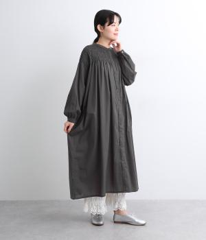 コットンローンシャーリングワンピース(チャコール-ONESIZE)