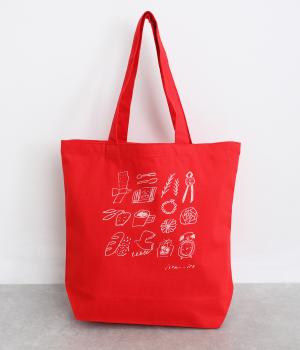 ミトベナオコさんコラボコットンキャンバス　トートバッグ(レッド-0)