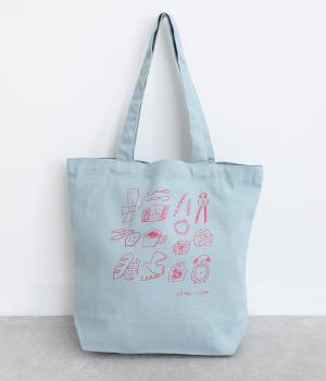 ミトベナオコさんコラボコットンキャンバス　トートバッグ(ライトブルー-0)