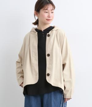 甘撚デニム フードバルーンジャケット(ナチュラル-F)