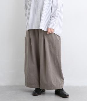 コットンリネンサンドウォッシュ ワイドバルーンパンツ(グレー-F)