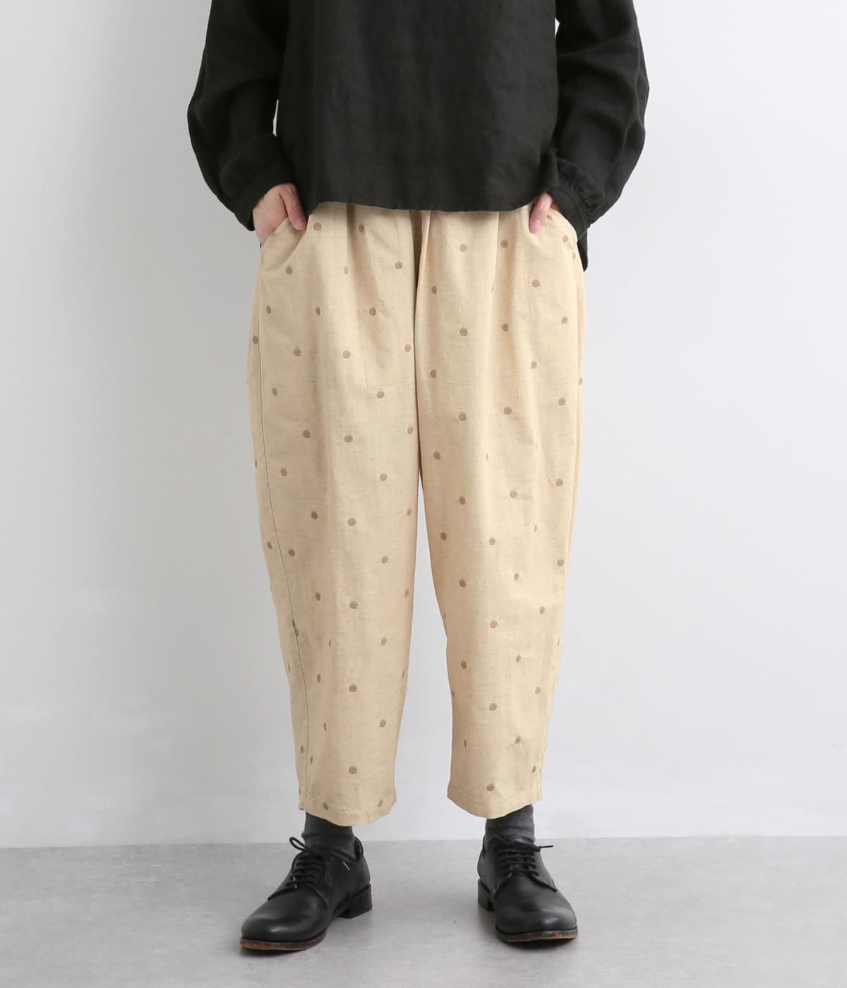 ドット刺繍コットンリネンスラブistaパンツ(ナチュラル-F)