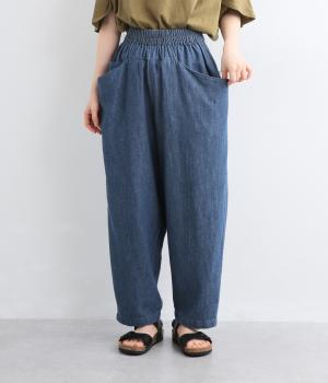 コットンリネン甘撚りデニム　ルーフポケットパンツ