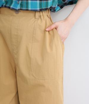 コットンライトチノクロス　ビッグポケットパンツ(ベージュ-F)