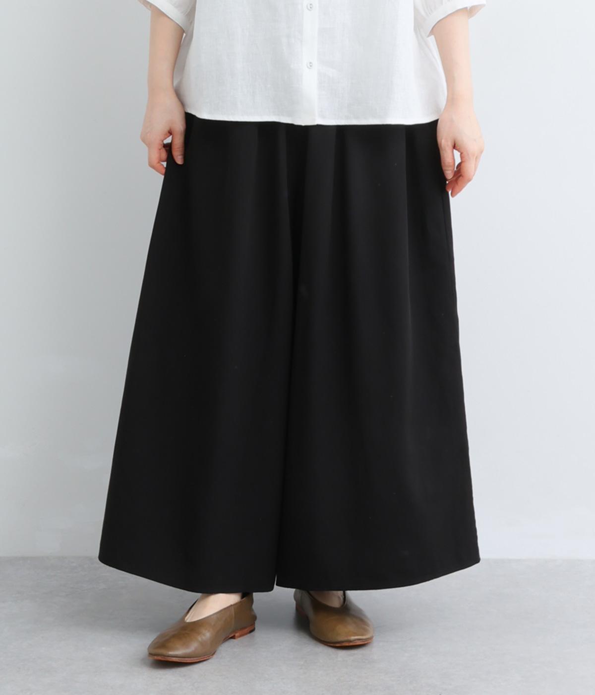 テンセルコットン　フレアパンツ(ブラック-F)