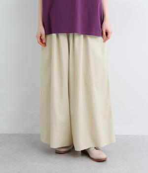 テンセルコットン　フレアパンツ(ライトベージュ-F)