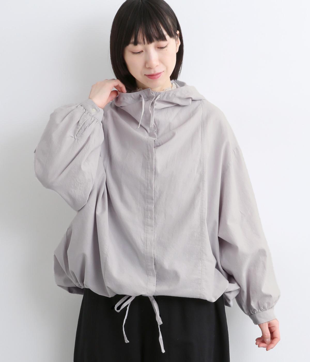 リネン調フーディブラウス(ライトグレー-F)