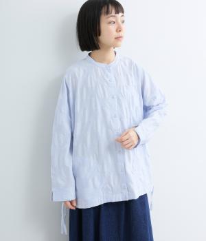 塩縮ドット裾ブラウジングブラウス