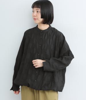 塩縮ドット裾ブラウジングブラウス(ブラック-F)