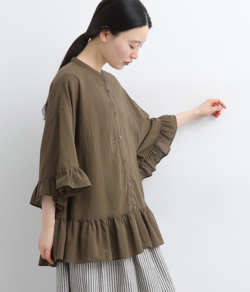 コットンガーゼ フリルブラウス