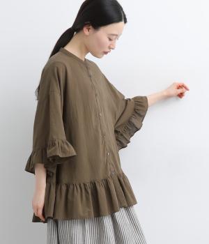 コットンガーゼ フリルブラウス