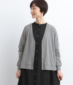 コットン強撚ガーゼフライス　Vネックカーディガン