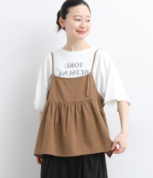 テンセルコットン　ギャザーキャミソール