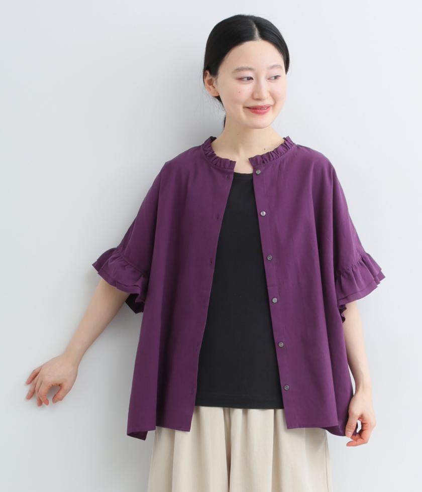 コットンサンドウォッシュ　2wayフリルブラウス