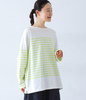 パネルボーダーロングTEE(ライトグリーン-F)