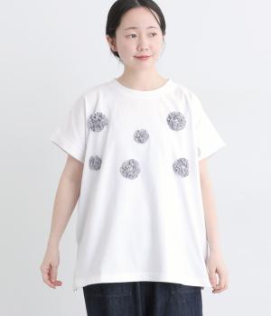 コットンジャージー無地　フリルドットTEE(オフホワイト-F)