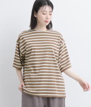 天竺ボーダーTEE(ブラウン-F)