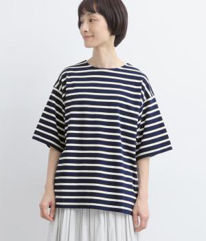 天竺ボーダーTEE(ネイビー-F)