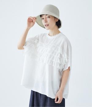 リネンブレンドガーゼ　フリルテーププルオーバー