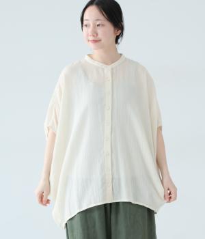 コットンシアーデニム　コクーンシャツ