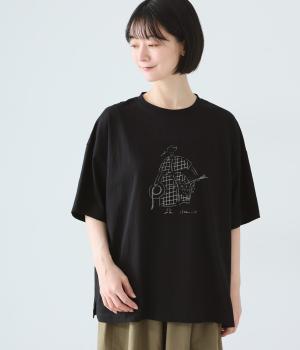 ミトベナオコさんコラボ女の子イラストTEE(ブラック-F)